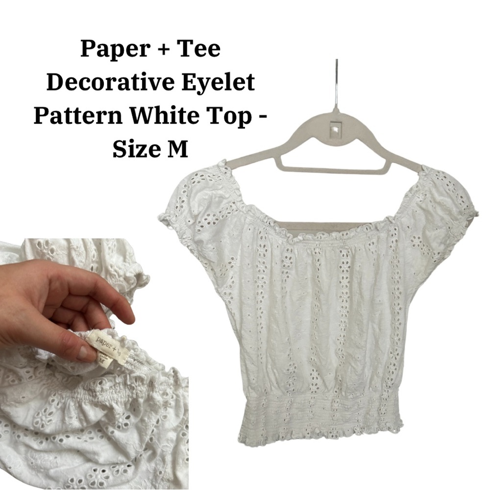 White Decorative Eyelet Top